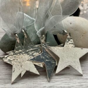 silver twinkly memory star Christmas tree decoration