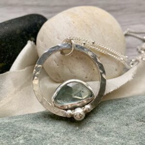 aquamarine slice recycled silver hammered texture pebbles hallmarked