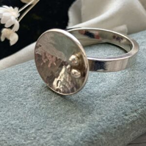 recycled silver hammered texture three pebbles in the rockpool