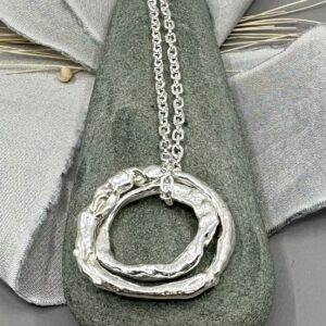 recycled silver organic shaped two link necklace