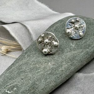 handmade recycled silver textured stud earrings