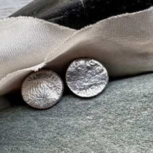 sterling silver round disc stud earrings unique texture