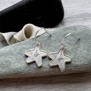 2Wish star silver earrings, recycled silver drop earrings.